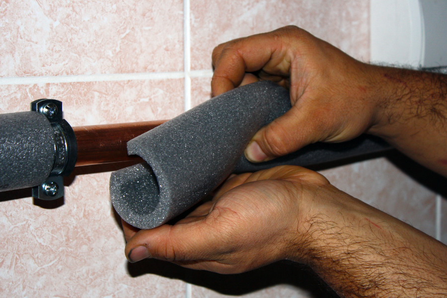 Properly insulated pipes in a basement