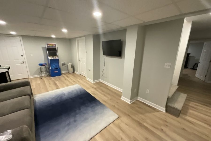 Basement fully restored after water damage by a professional restoration company