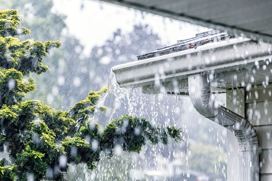 Heavy rain pounding a South Shore neighborhood during a storm